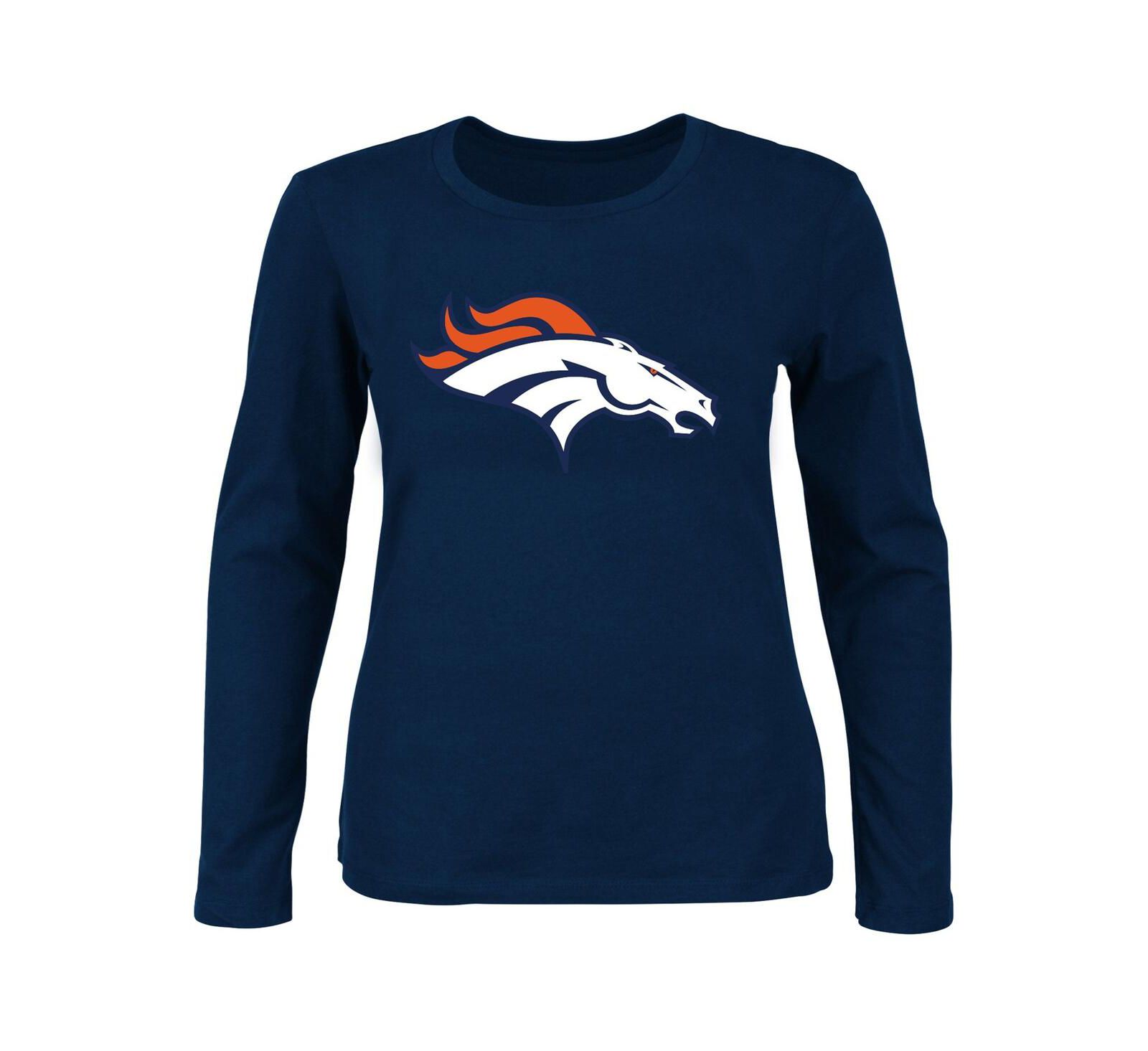 Fanatics Women's Navy Denver Broncos Plus Size Scoop Neck Long Sleeve T-Shirt