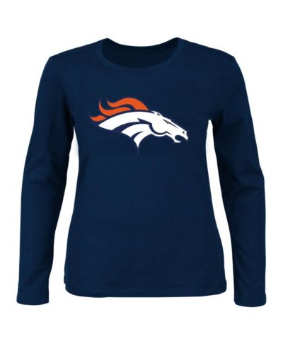 Fanatics Women's Navy Denver Broncos Plus Size Scoop Neck Long Sleeve T-Shirt