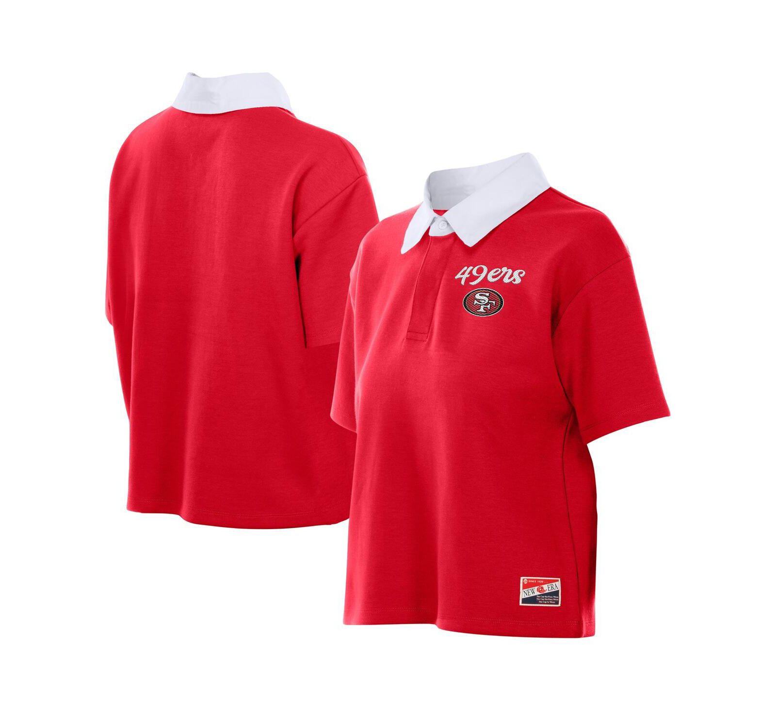 Женская рубашка New Era San Francisco 49ers Throwback Boxy Cropped Polo