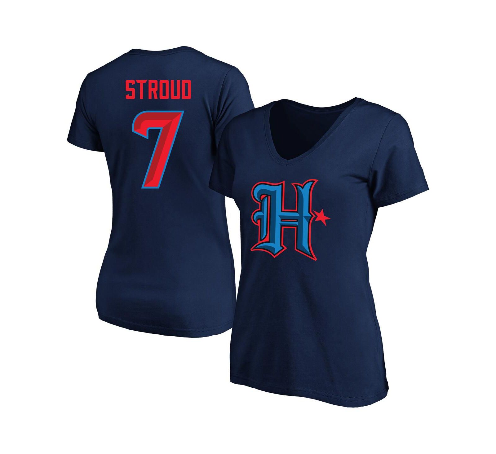 Fanatics Women's C.J. Stroud Navy Houston Texans Plus Size Fair Catch Name & Number Scoop Neck T-Shirt