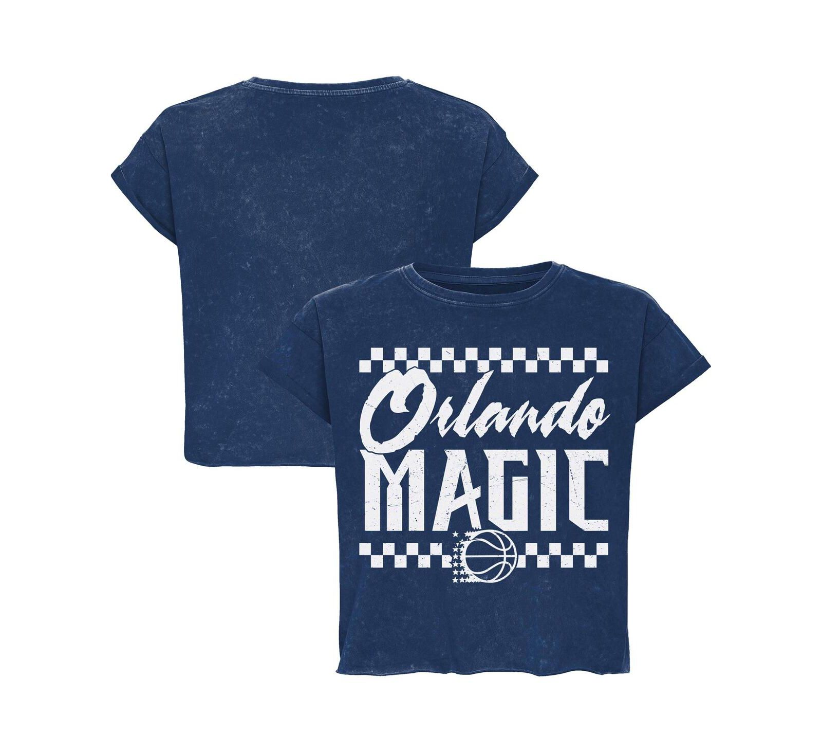 Укороченная футболка Sportiqe Orlando Magic Rock Roll Collection Gwen Premium Mineral Wash, синяя, для мужчин и женщин