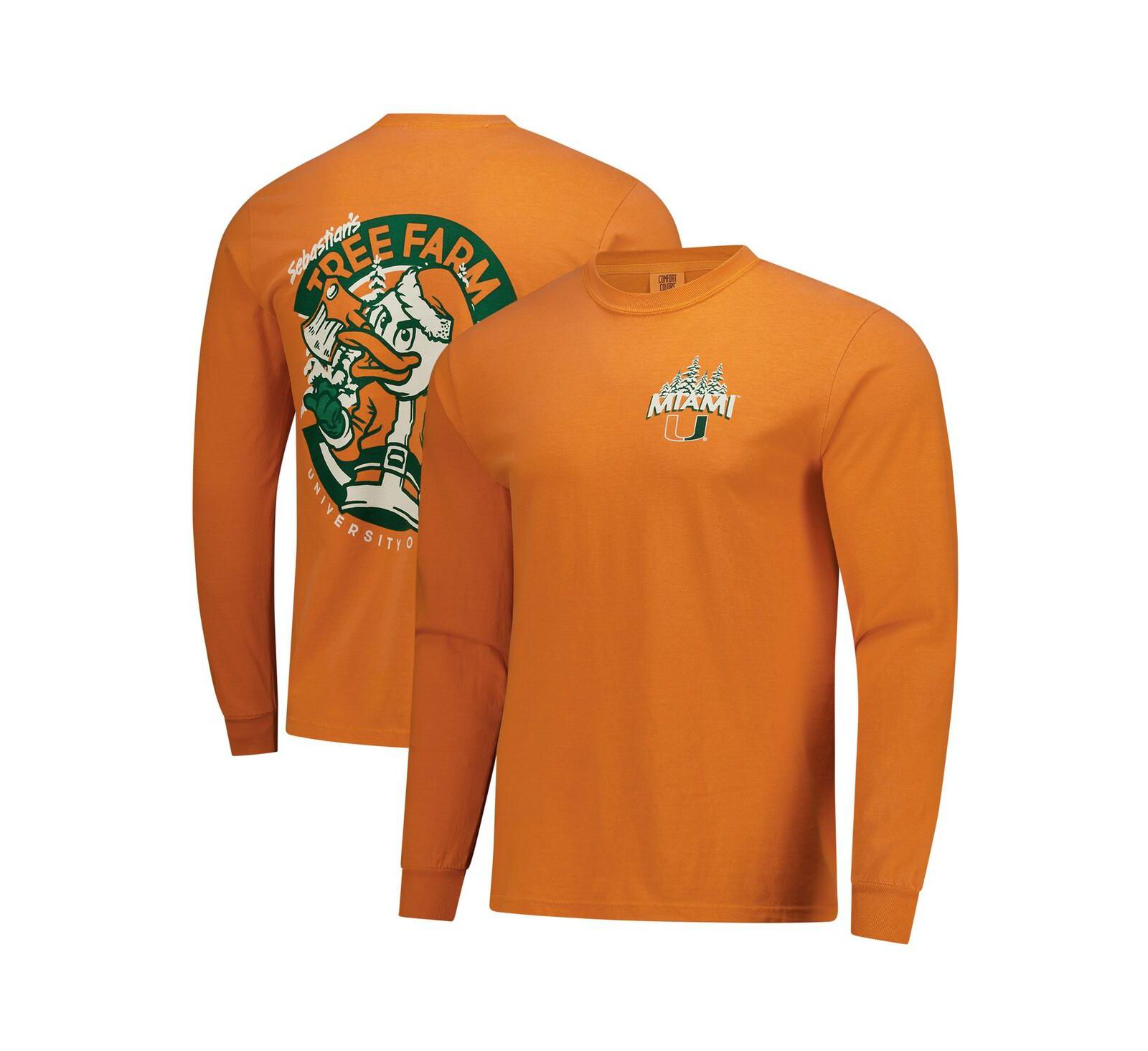 Мужская футболка Image One Orange Miami Hurricanes Tree Farm Comfort Colors Long-Sleeve