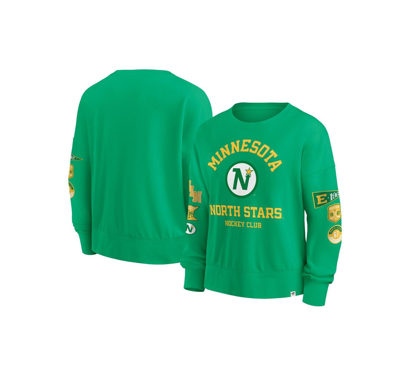 Женское винтажное худи Fanatics Minnesota North Stars Oversized Vintage Go Team Pullover Sweatshirt, Kelly Green