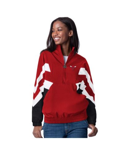 Starter Женская красная куртка Chicago Bulls Renegade Oxford Half-Zip