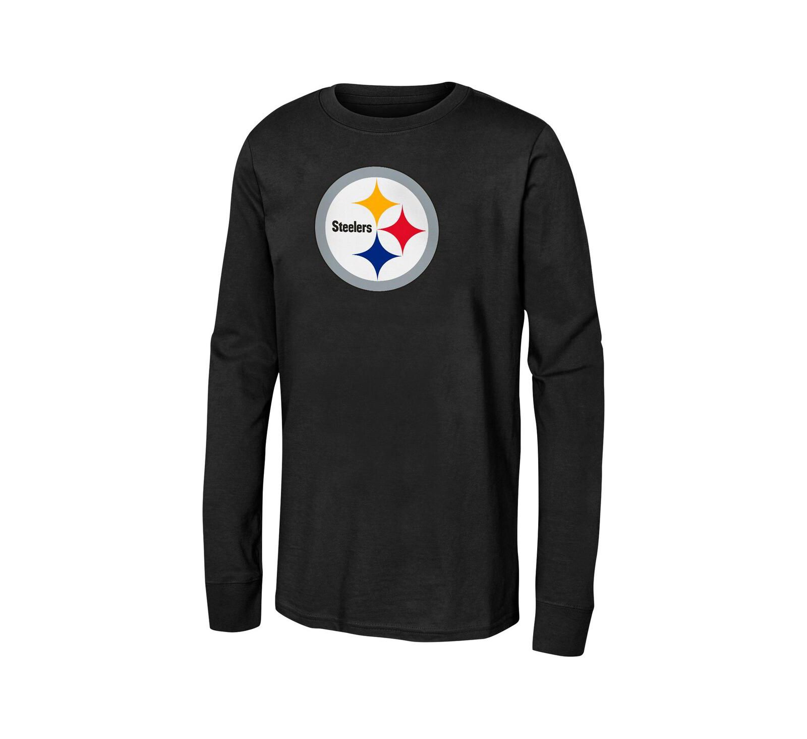 Футболка с длинным рукавом Outerstuff Pittsburgh Steelers Primary Logo для мальчиков и девочек, черная