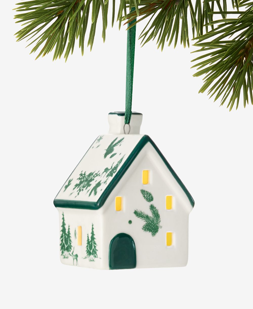 Holiday Lane фарфоровая елочная игрушка в виде дома Holiday Toile Porcelain
