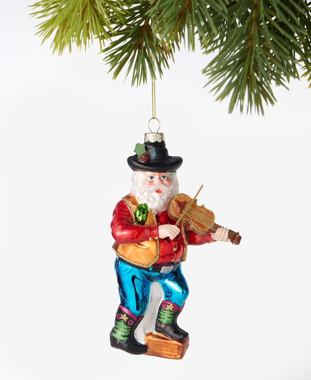 Рождественский украшение Holiday Lane Texas Glass Cowboy Santa, эксклюзив Macy's