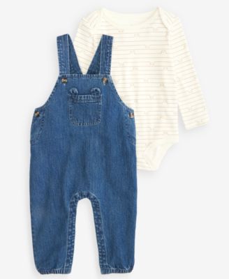 First Impressions Baby Boys' 3M-24M Striped Bodysuit and Chambray Overalls, 2-Piece Set, Macy's Exclusive