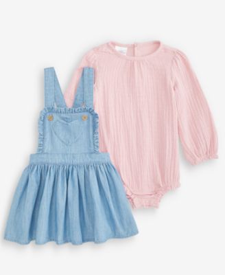 Детский комплект из боди и юбки First Impressions 3M-24M, хлопковая марлевая ткань с точечным принтом, 2 предмета