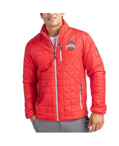 Мужская куртка-пуффер Cutter & Buck Scarlet Ohio State Buckeyes Rainier Eco Insulated PrimaLoft Full-Zip