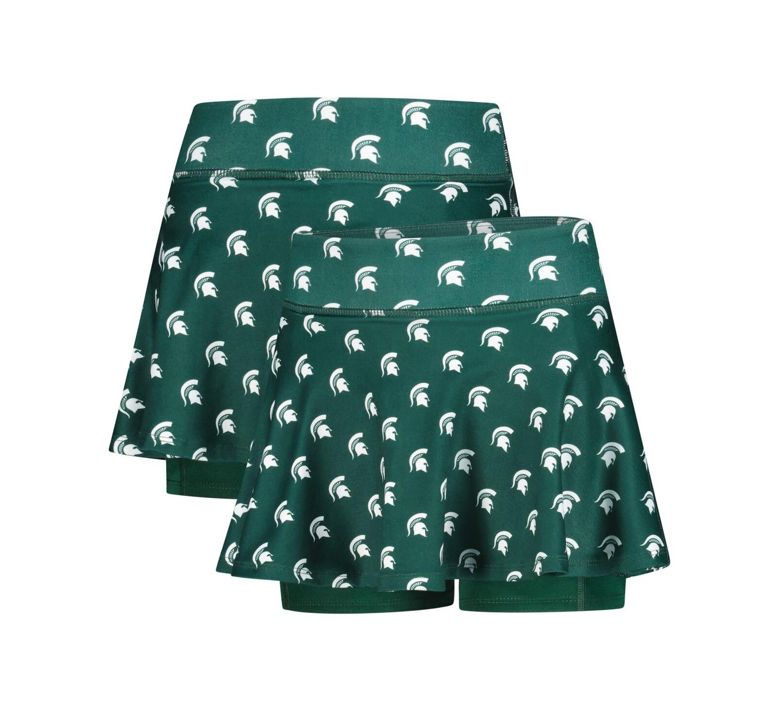 ZooZatz Big Girls Green Michigan State Spartans All-Over Print Tennis Skort