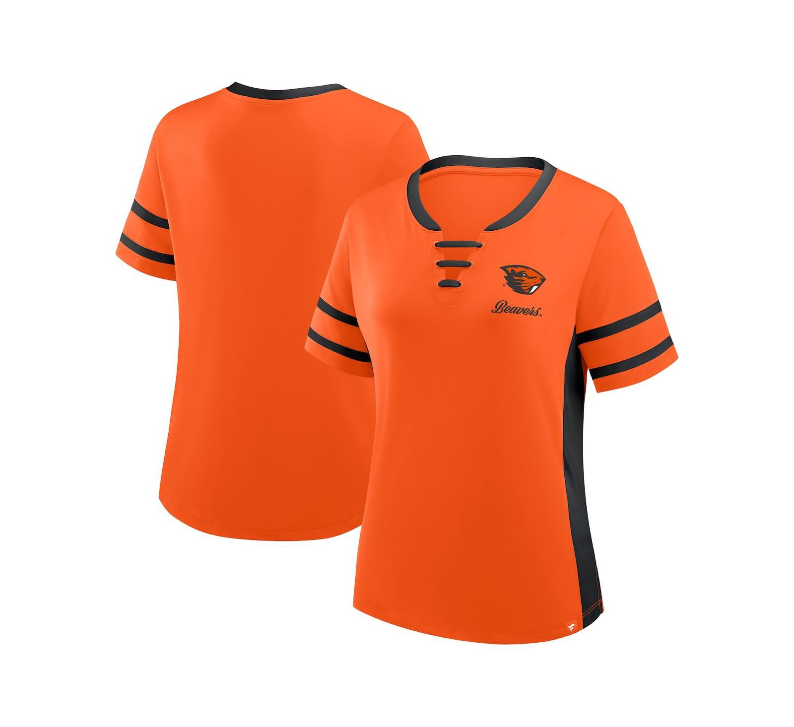 Fanatics Women's Orange/Black Oregon State Beavers Be Fearless Athena Lace-Up T-Shirt
