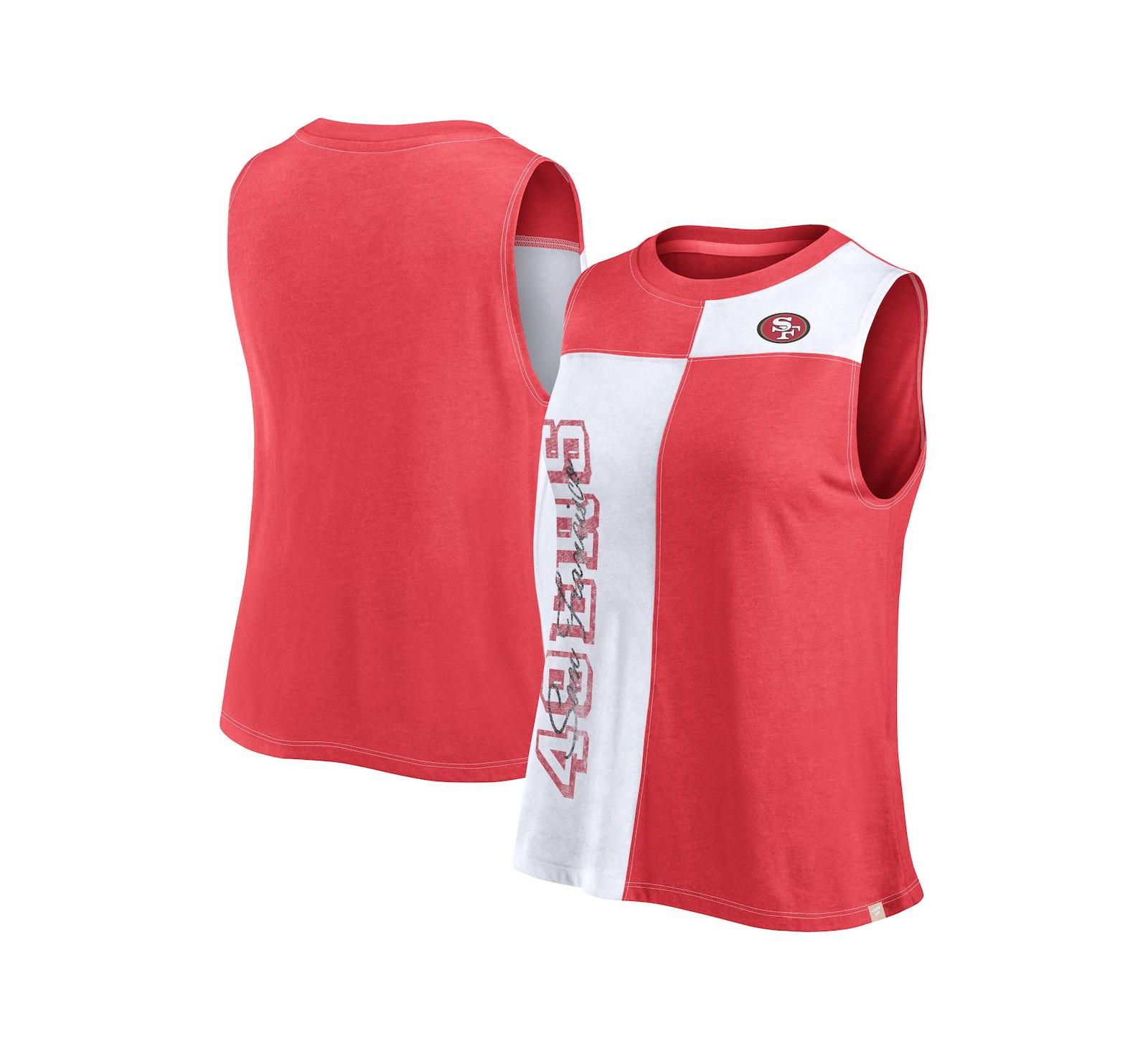 Женский топ Fanatics Scarlet/White San Francisco 49ers Script Color Block Tank