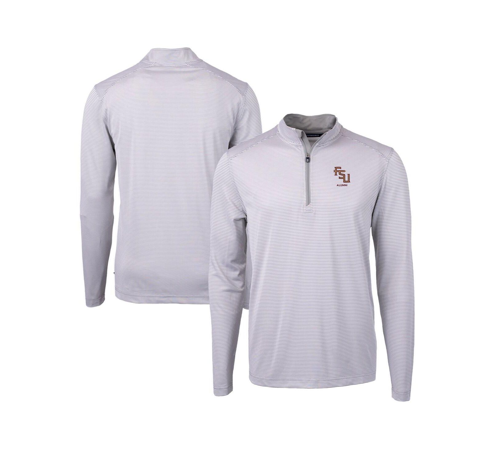 Cutter & Buck Мужской джемпер на молнии Florida State Seminoles Alumni Logo Dry Tec Virtue Eco Pique Micro Stripe