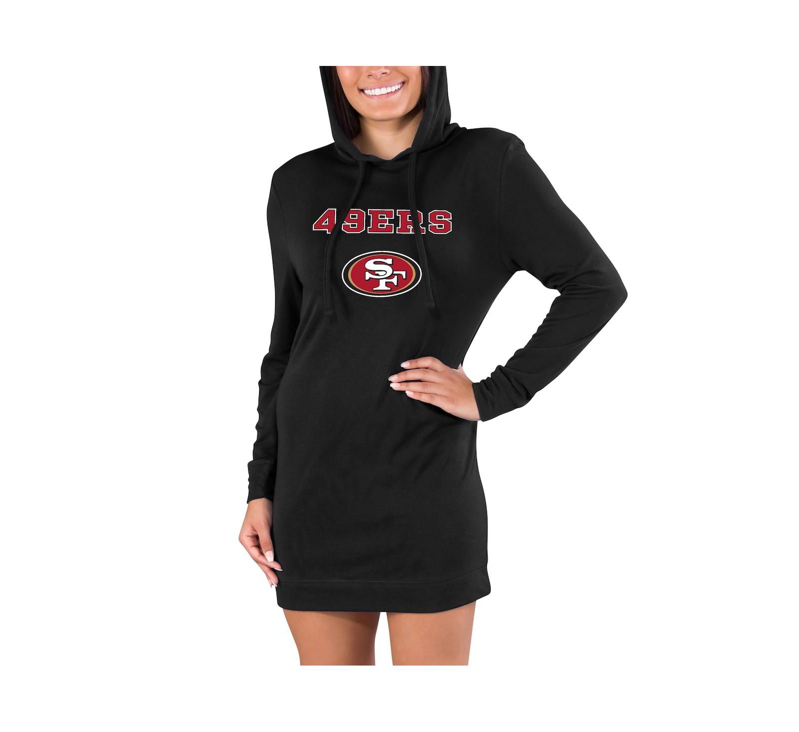 Женская ночная рубашка Concepts Sport San Francisco 49ers Black Long Sleeve Hoodie