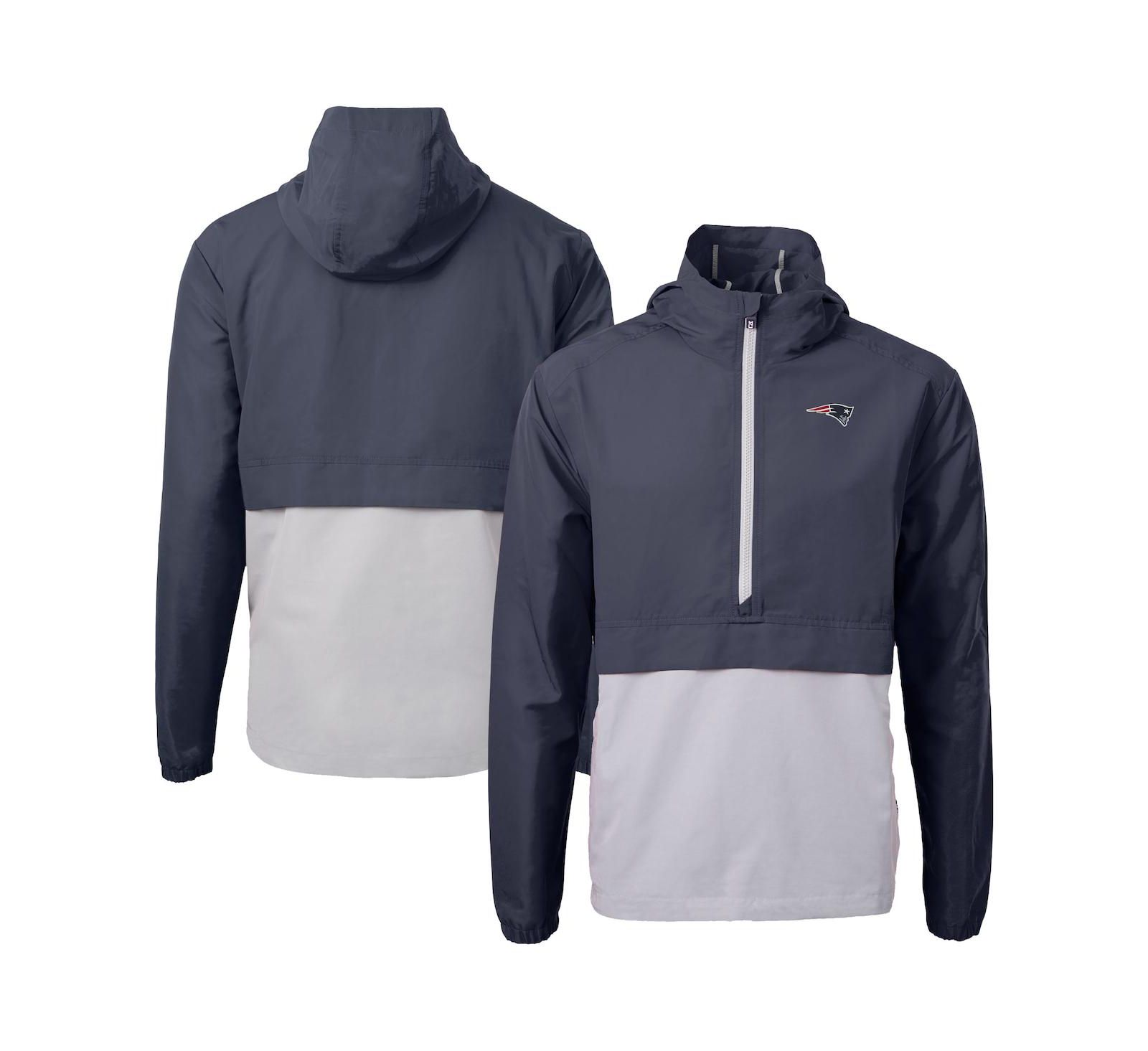Мужская куртка Cutter & Buck Blue New England Patriots Charter Eco Anorak Half-Zip