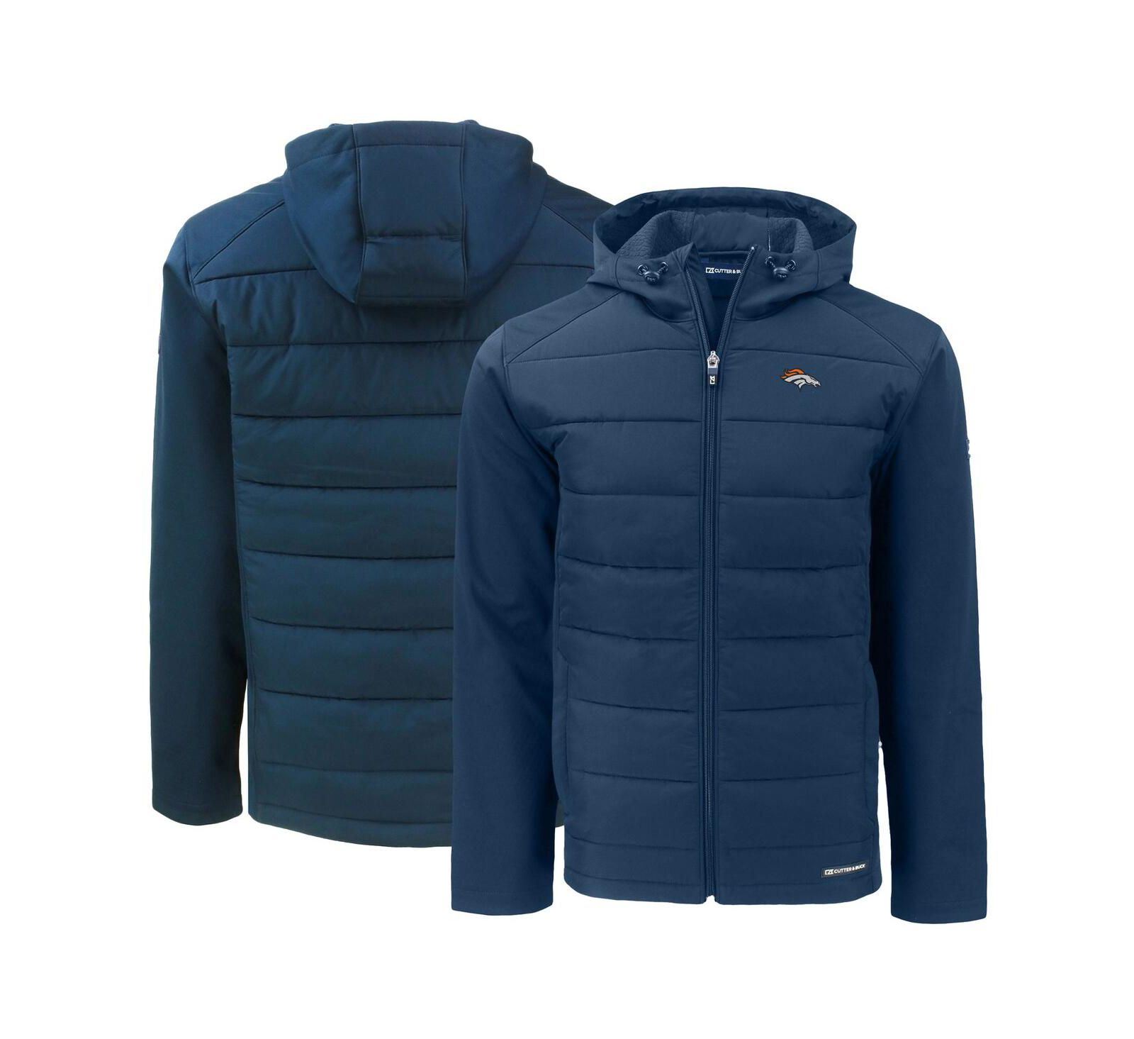 Cutter & Buck Men's Navy Denver Broncos Evoke PrimaLoft Hybrid Eco Softshell Full-Zip Hooded Jacket
