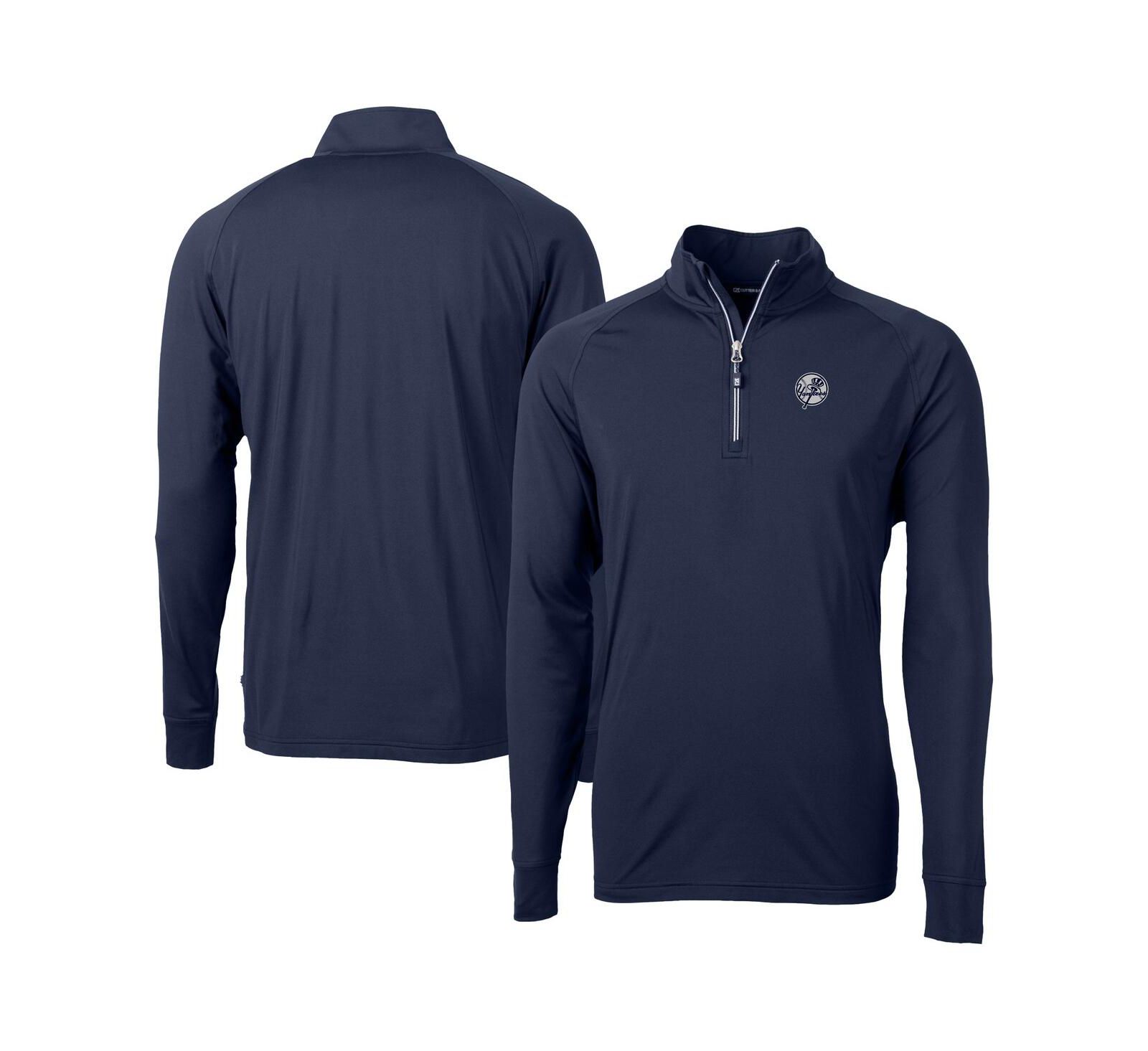 Cutter & Buck Men's Navy New York Yankees Adapt Eco Raglan Quarter-Zip Jacket