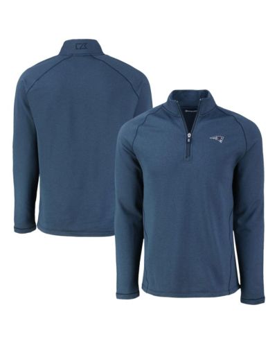 Cutter & Buck Men's Heather Navy New England Patriots Peshastin Eco Fleece Tri-Blend Raglan Quarter-Zip Jacket