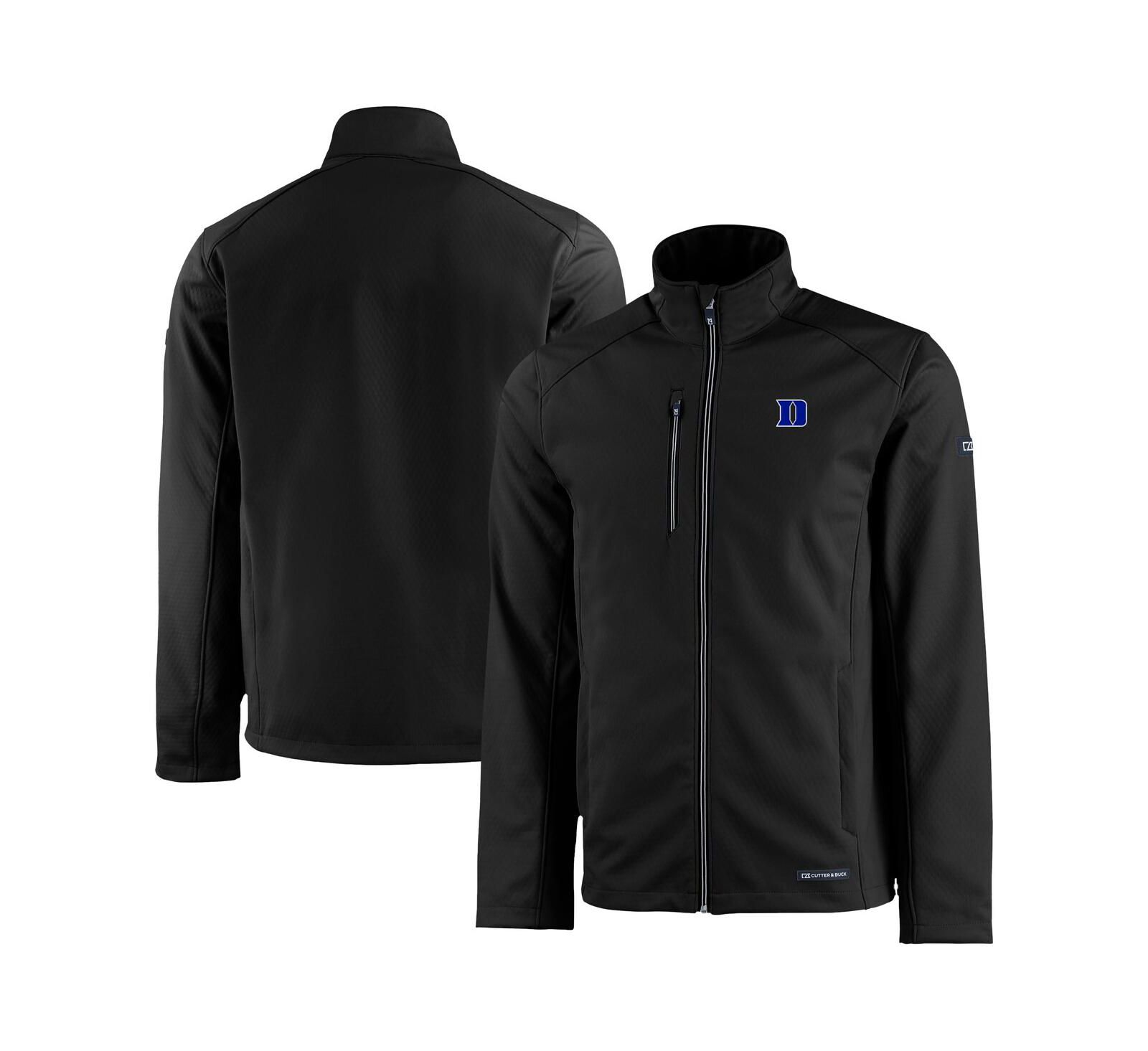 Cutter & Buck Men's Black Duke Blue Devils Evoke Eco Softshell Full-Zip Jacket