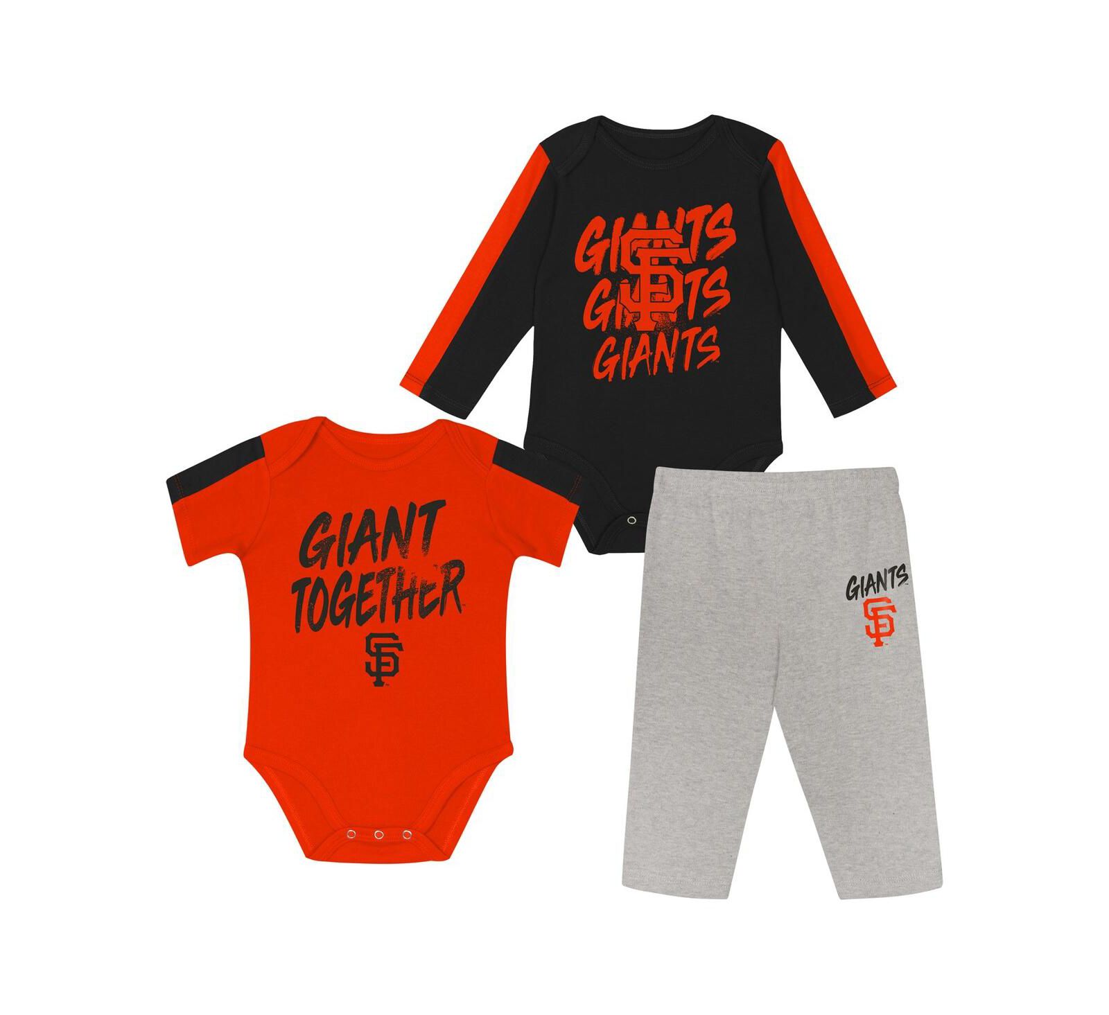 Outerstuff Baby Boys and Girls San Francisco Giants Double Down Bodysuit and Pants 3-Piece Set