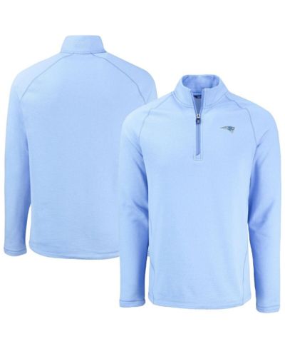 Cutter & Buck Men's Powder Blue New England Patriots Peshastin Eco Fleece Raglan Quarter-Zip