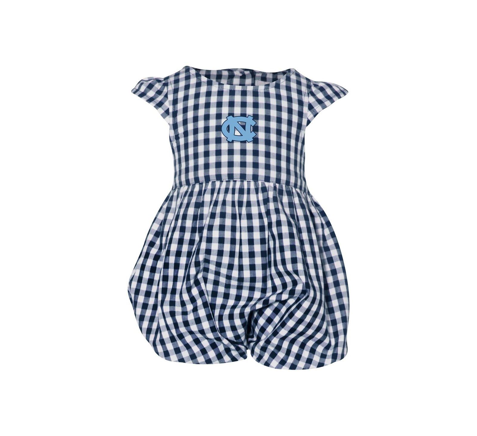 Боди Garb для девочки Navy North Carolina Tar Heels Cara Gingham с рюшами