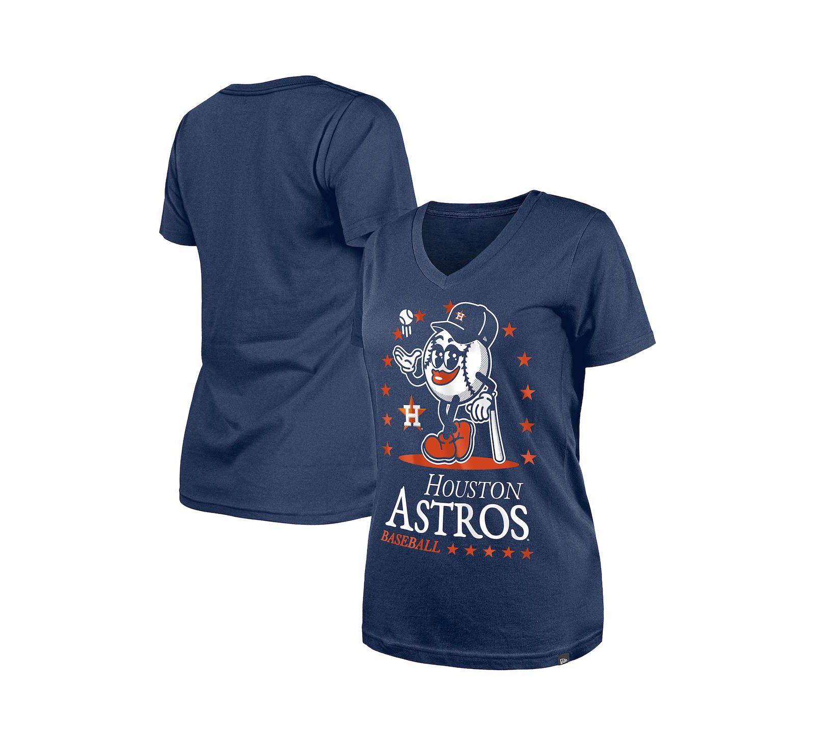 New Era Женская футболка V-образный вырез Little Miss 2, темно-синий цвет, Houston Astros