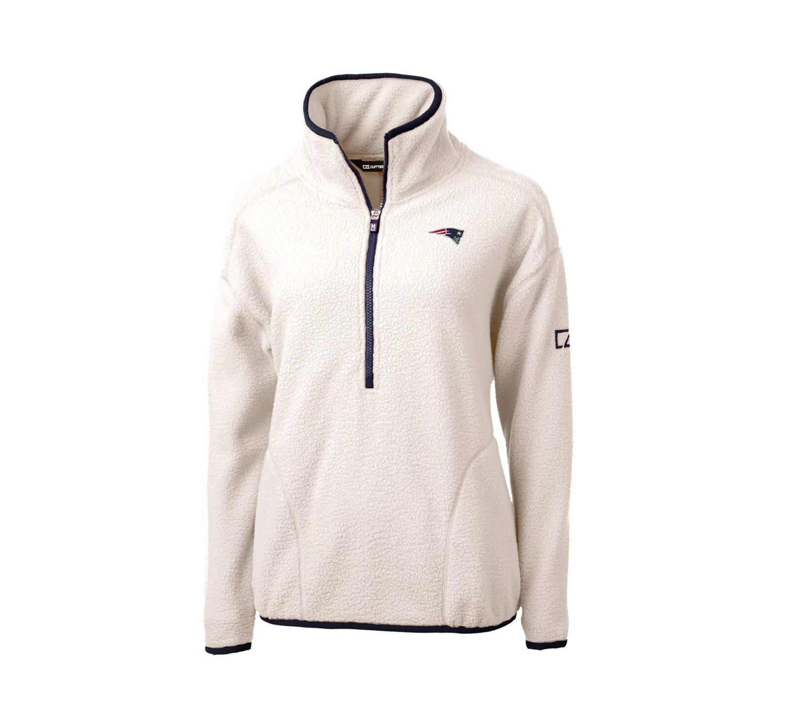 Женская куртка Cutter & Buck New England Patriots Cascade Eco Sherpa Fleece Half-Zip Pullover, White/Navy