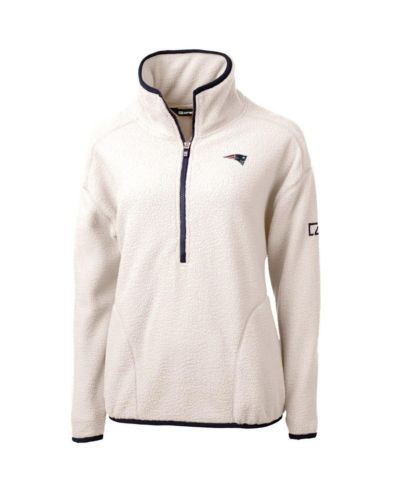 Женская куртка Cutter & Buck New England Patriots Cascade Eco Sherpa Fleece Half-Zip Pullover, White/Navy