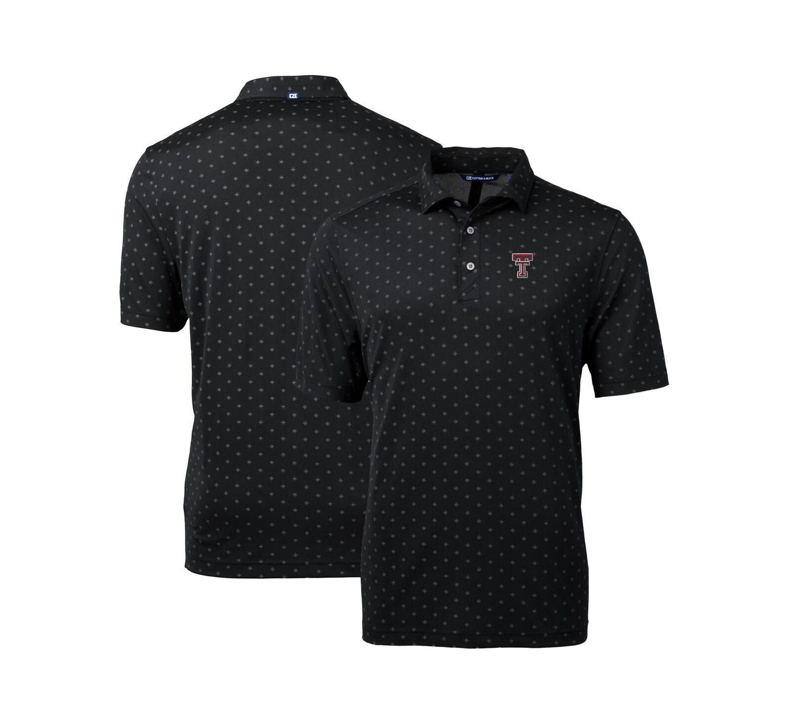 Мужская рубашка-поло Cutter & Buck Texas Tech Red Raiders Virtue Eco Pique Tile Print, черный