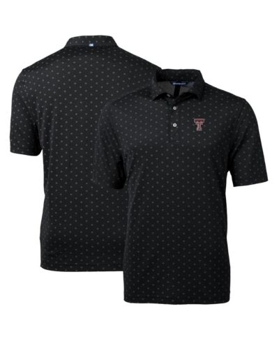 Мужская рубашка-поло Cutter & Buck Texas Tech Red Raiders Virtue Eco Pique Tile Print, черный