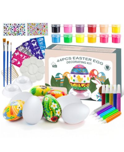 Sperric Easter Egg Painting Kit, DIY Nontoxic Paint Your Own Easter Eggs Craft Set with Paints, Brushes & Stickers for Kids Ages 3+, DIY Easter Crafts