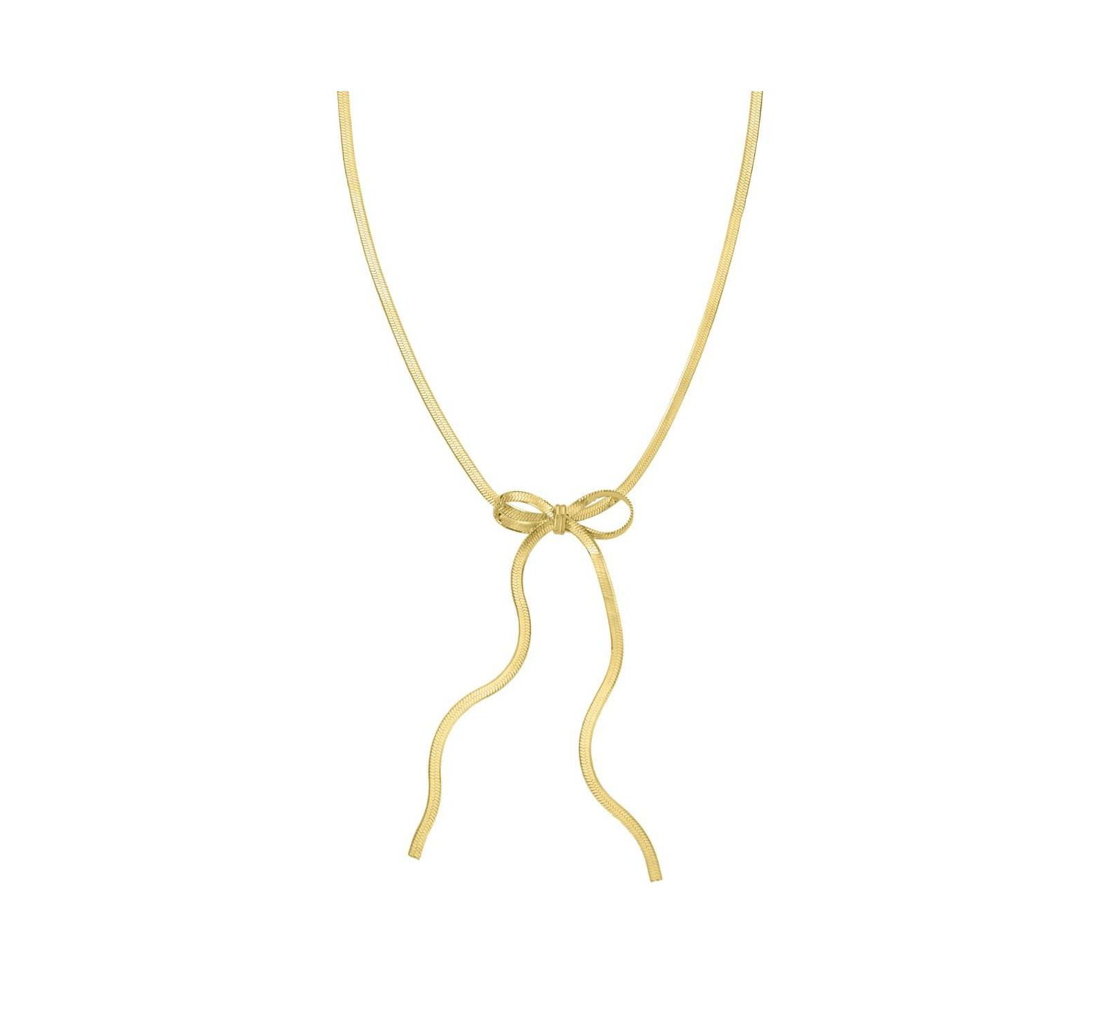 Колье The Lovery Herringbone Bow Necklace 14K Gold-Plated Sterling Silver