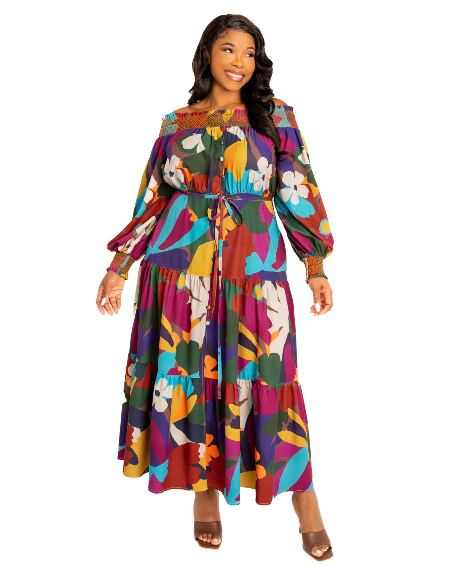 Платье Buxom Couture Plus Size Smocked Off Shoulder