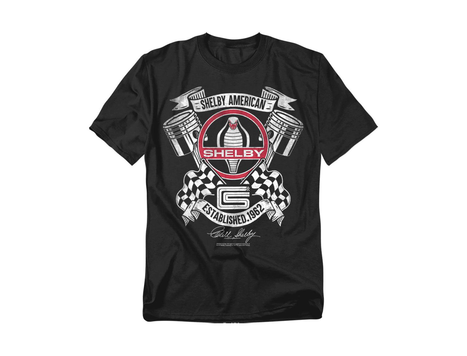 Mustang Men's Shelby Cobra Piston Chequered T-Shirt