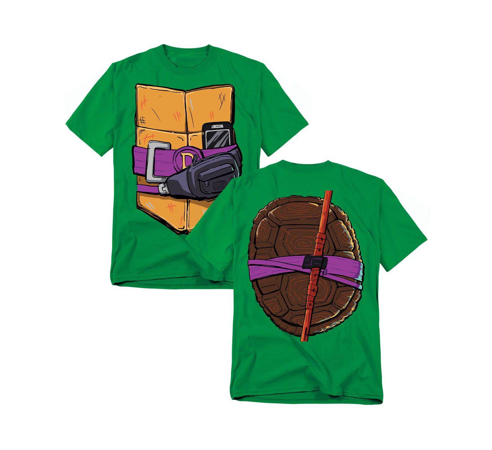Teenage Mutant Ninja Turtles Men's Mayhem Donatello Shell Front Back T-Shirt