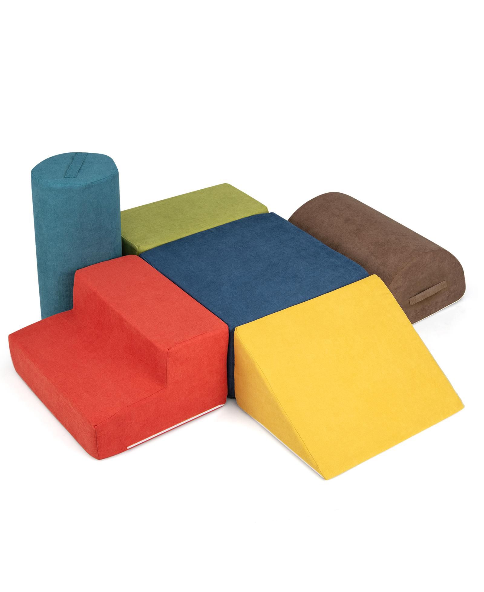Mecale 6-Piece Baby Climbing Blocks Set with High-Density Foam & Carry Handles