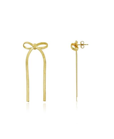 The Lovery серьги Herringbone Bow с позолотой 14K Gold