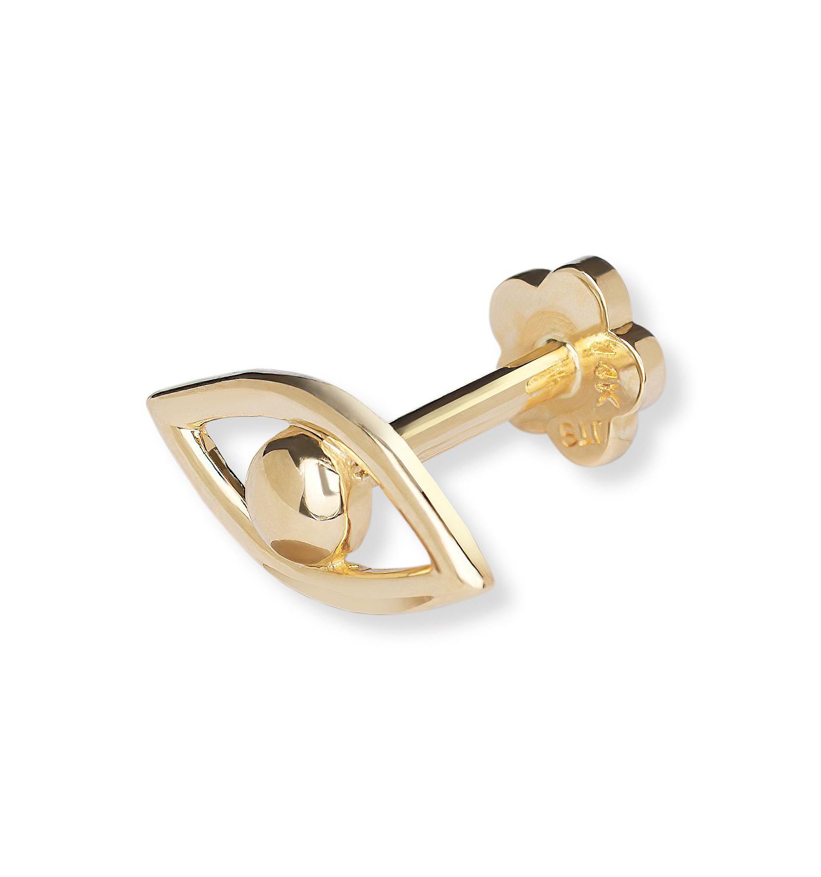 Curata Jewelry Solid 14k Gold 18G Polished Eye Cartilage Piercing Stud