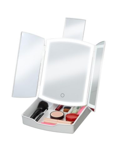 iHome складное дорожное зеркало для макияжа с подсветкой и органайзером, 5" x 8"