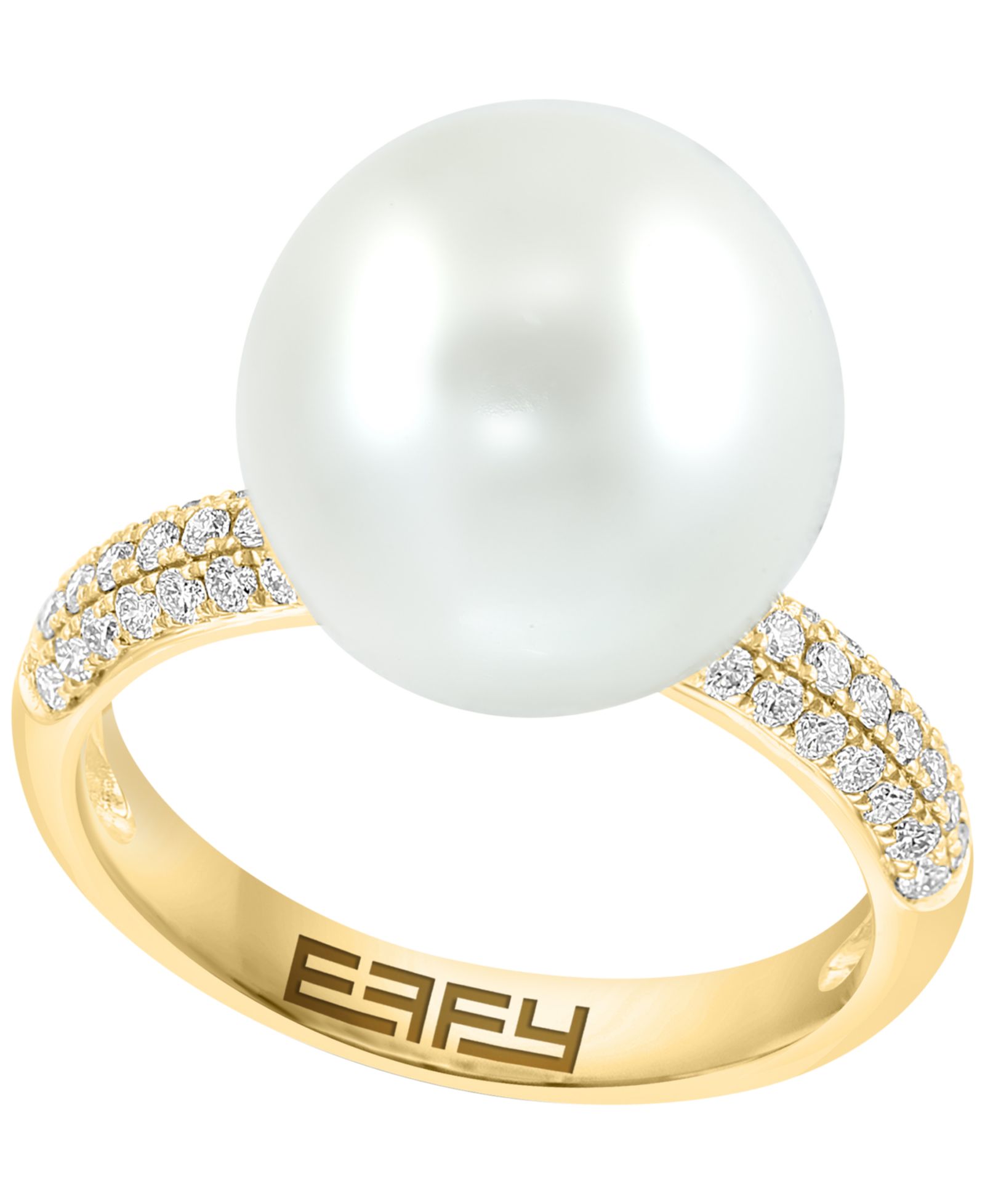 EFFY Collection Кольцо с бриллиантом (1/3 ct. t.w.) и речным жемчугом (12mm), 14k желтое золото