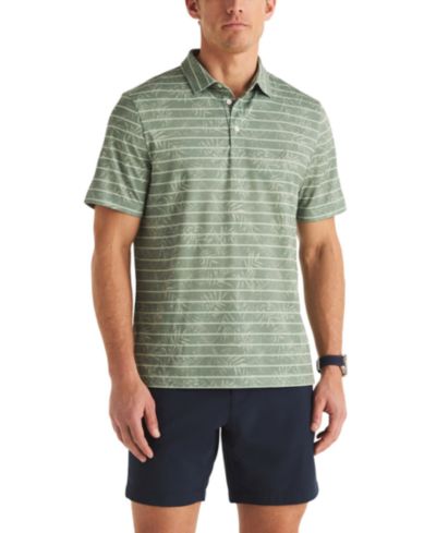 Мужское поло Nautica Classic-Fit с полосатым принтивом листьев