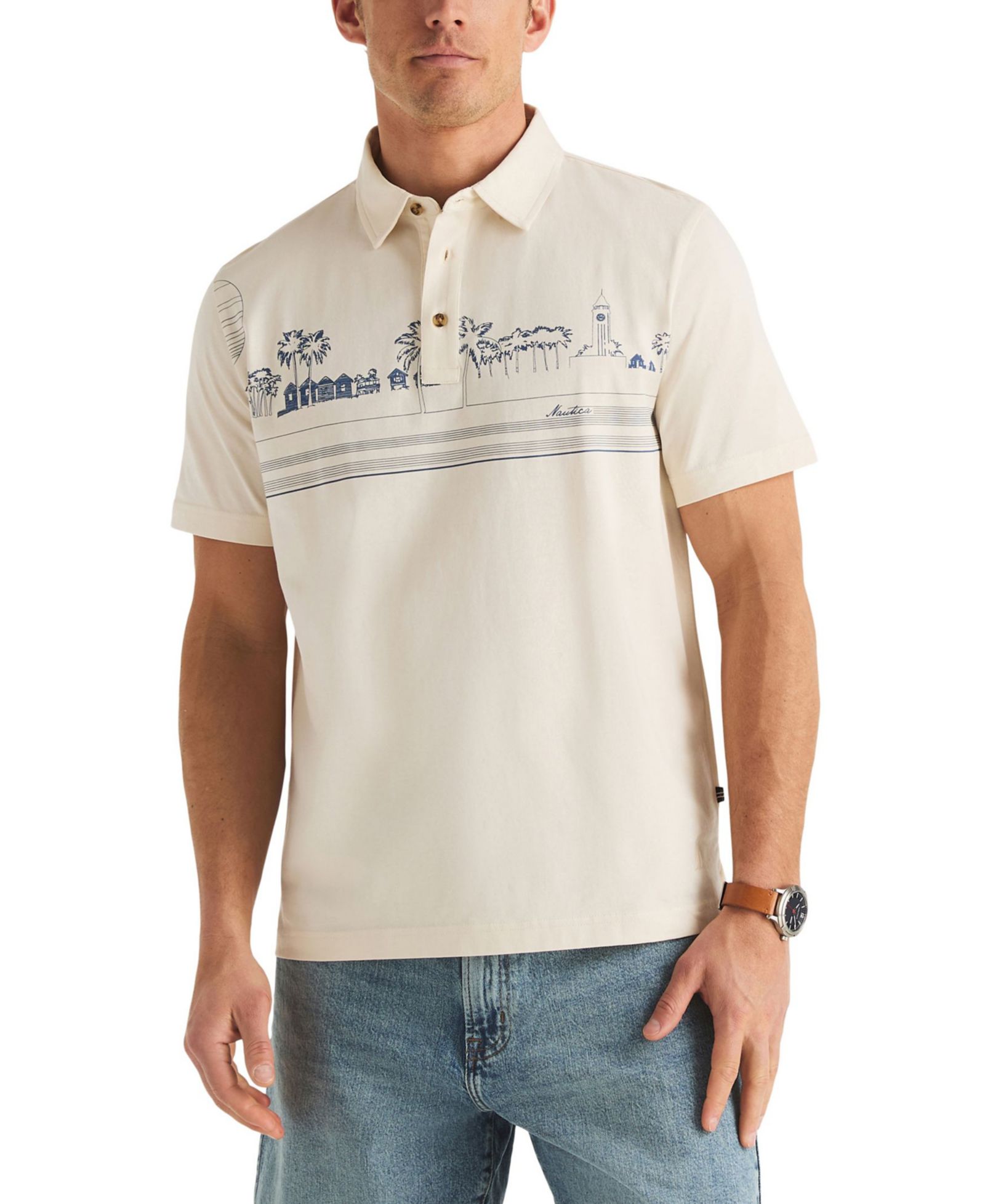 Nautica Men's Engineered Print Classic-Fit Polo Shirt