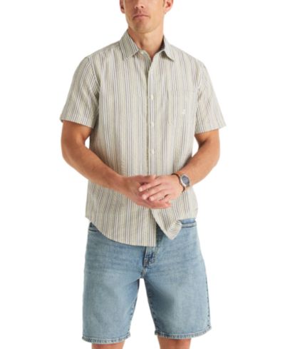 Nautica Men's Seersucker Stripe Classic-Fit Short-Sleeve Shirt