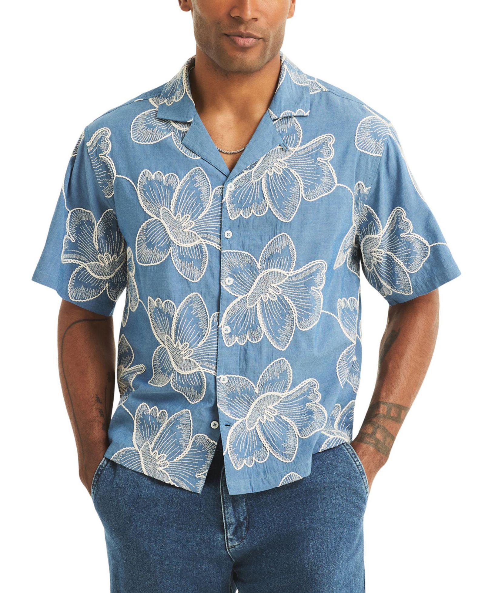 Мужская рубашка Nautica Short-Sleeve Camp Collar