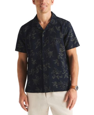Nautica Men's Short-Sleeve Embroidery Camp Collar Shirt