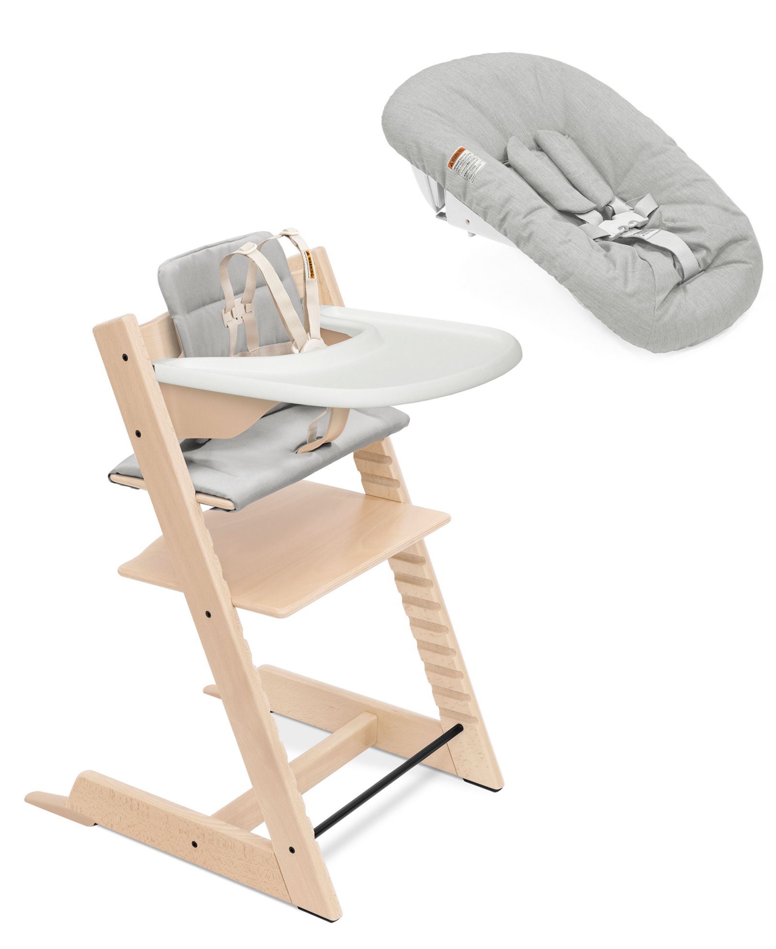 Stokke Высокий стул для детей Tripp Trapp с подушкой, подносом и набором для новорожденных