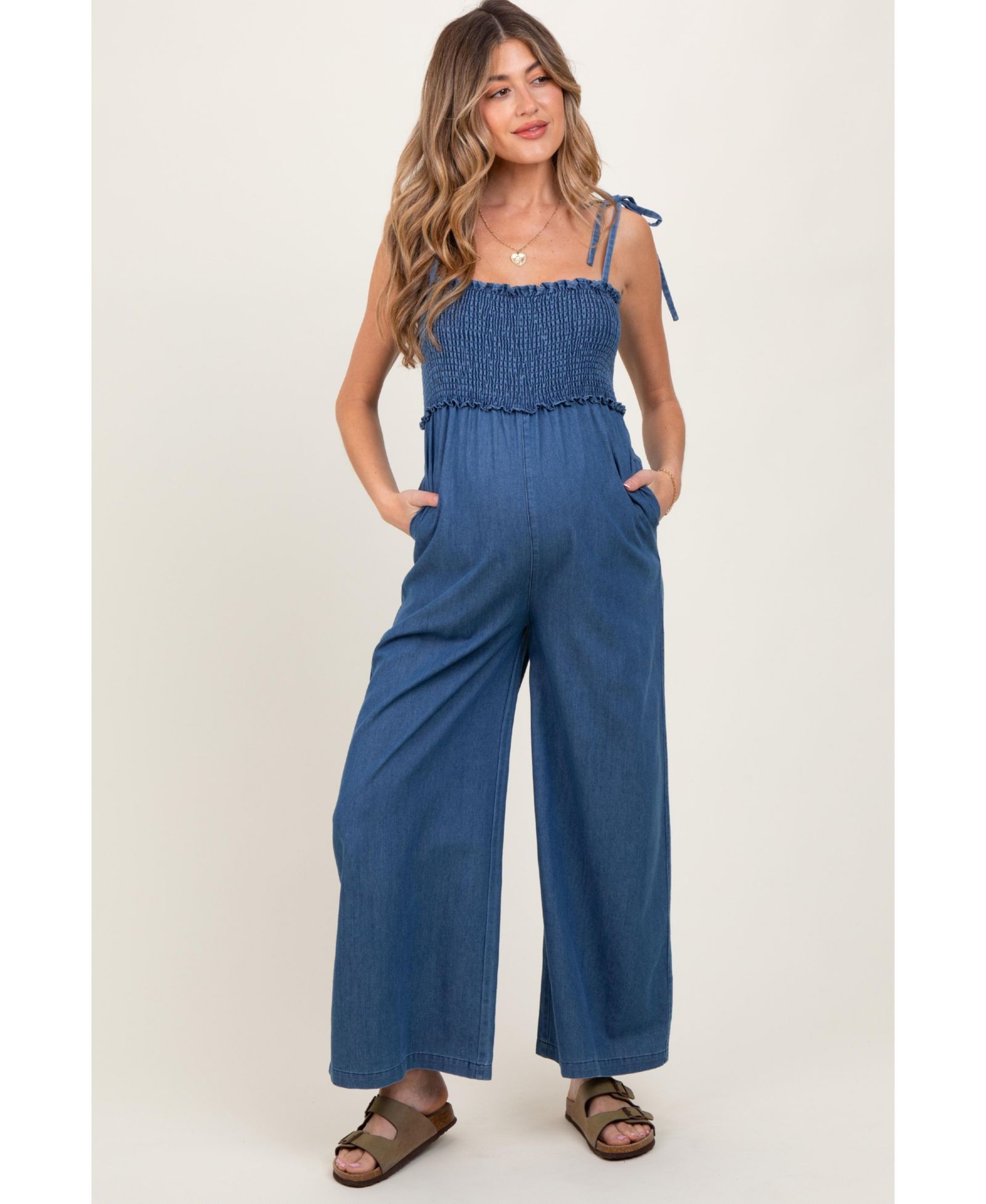 Женский комбинезон Pinkblush Chambray Shoulder Tie Smocked