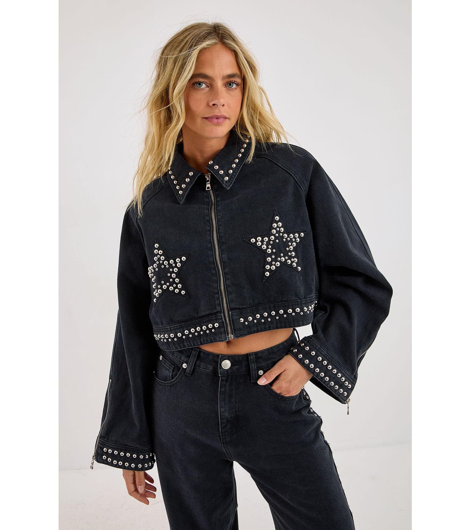 Nasty Gal Женский Studded Denim Jacket